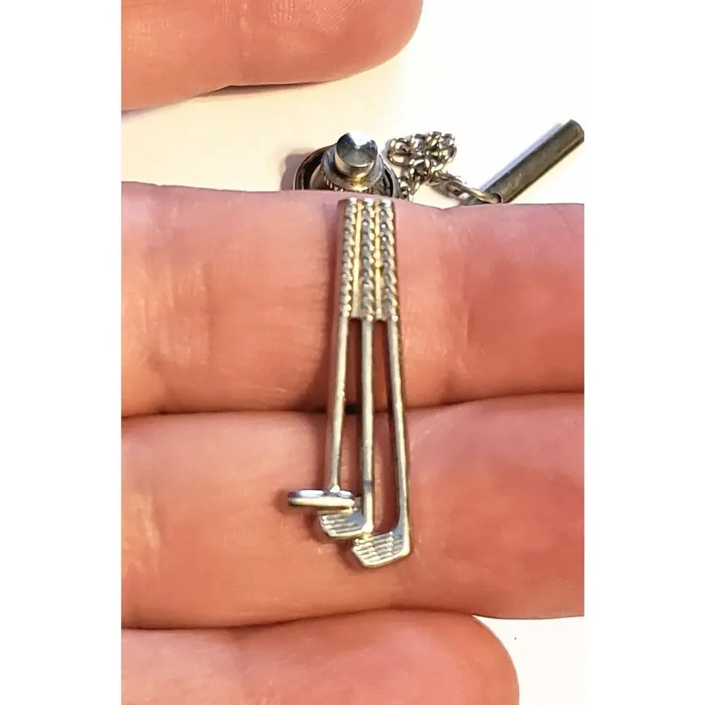 Vintage Tie Tack Golf Club Tie Pin, Silver-tone Gift‎ for him
